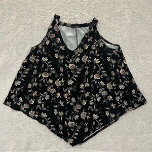 Floral Black Sleeveless Top